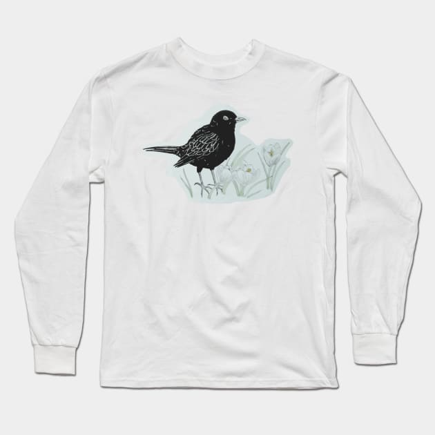 Blackbird Long Sleeve T-Shirt by Karroart